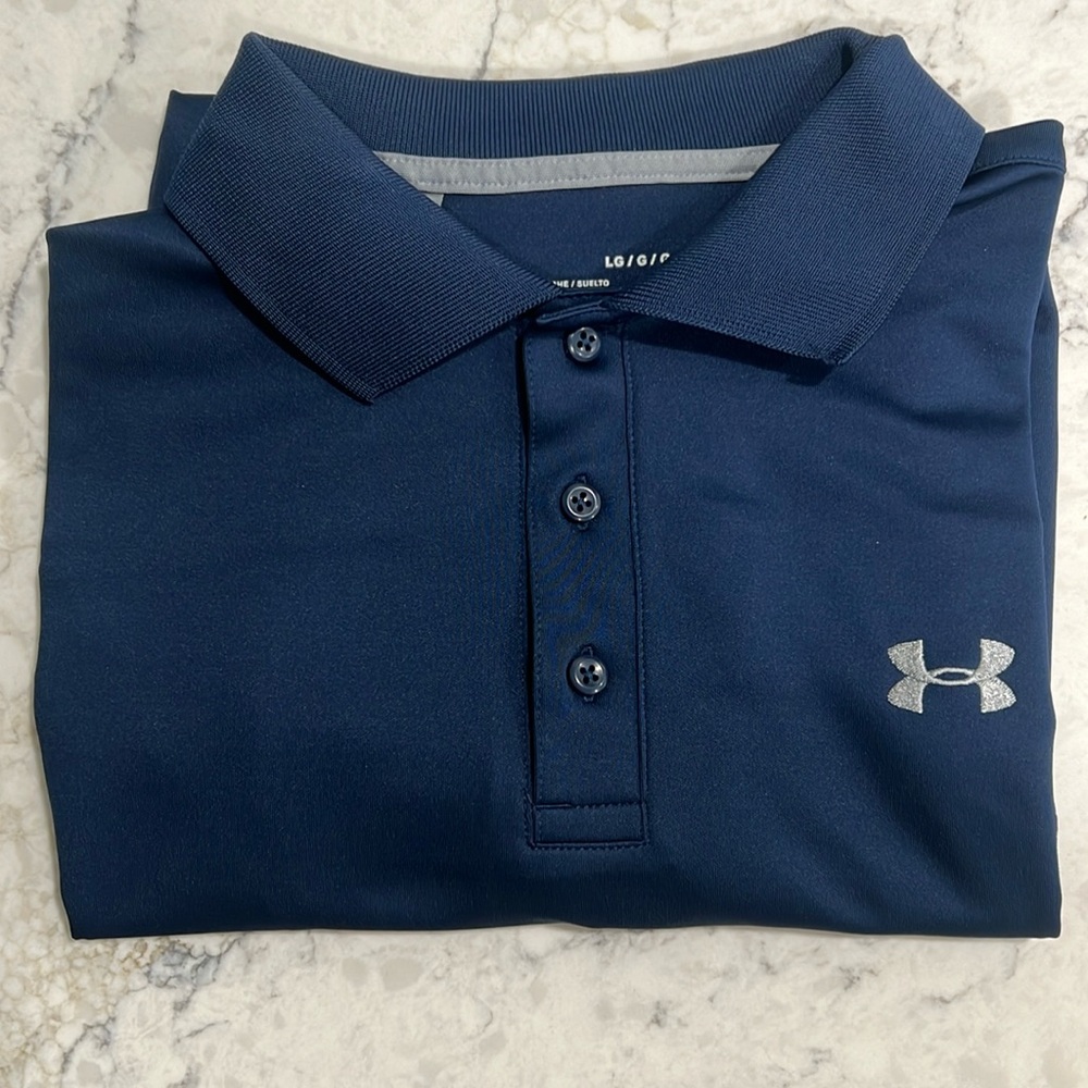 Men’s Large Under Armor Polo Navy Blue